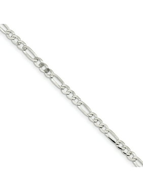 Jewel Tie 925 Sterling Silver 4.25mm Figaro Chain Necklace with Secure Lobster Lock Clasp 